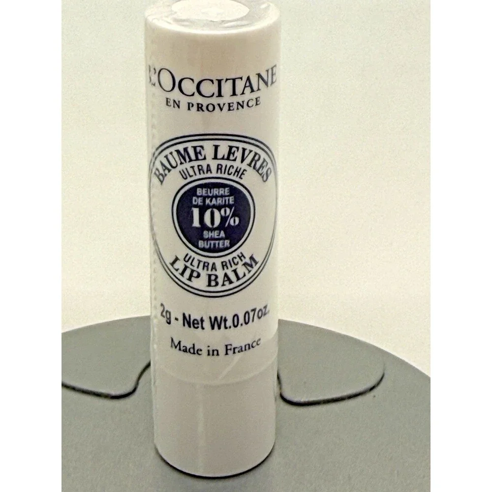 L'Occitane Ultra Rich Shea Lip Balm 10% Organic Hydrating Butter Serum, 3 Pieces